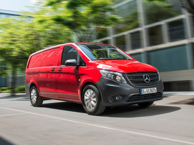 Обои картинки фото автомобили, mercedes trucks, mercedes-benz, vito, panel, van, w639, 2014г, красный