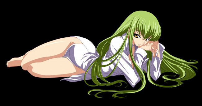 Обои картинки фото аниме, code geass, зелёные, волосы, код, гиасс