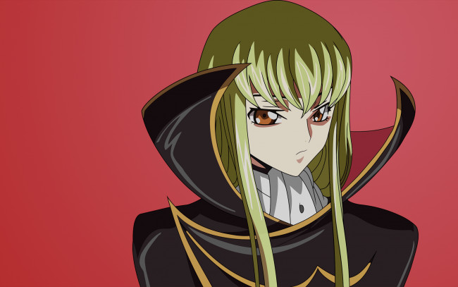 Обои картинки фото аниме, code geass, взгляд, лицо, девушка, код, гиас, зелёные, волосы