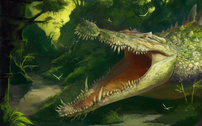 Обои картинки фото рисованные, животные,  крокодилы, крокодил