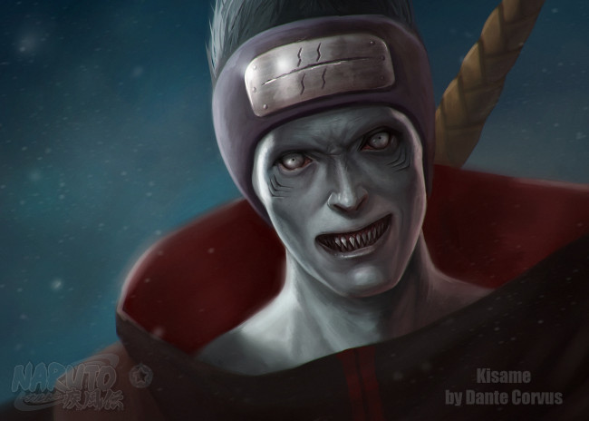 Обои картинки фото аниме, naruto, клыки, парень, kisame, hoshigaki, dantecyberman, бандана, монстр, арт