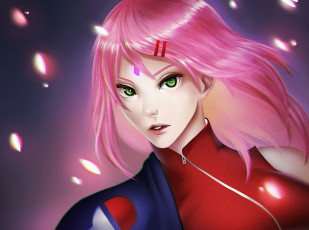 Картинка разное арты sashakim sakura девушка лепестки волосы взгляд