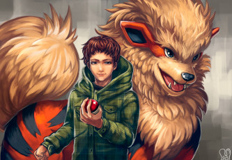 Картинка аниме pokemon парень арт покемон покебол