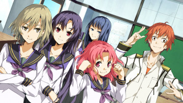 Картинка аниме sousyu+sensinkan-gakuen+hachimyoujin tatsunobe ayumi sera mizuki soushuu senshinkan gakuen hachimyoujin oosugi harumitsu парень девушки manase akira gadou rinko