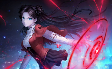 Картинка аниме fate stay+night кулон дома город магия tohsaka rin девушка stay night цепочка cangkong арт