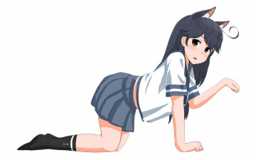 Картинка аниме kantai+collection арт ritsancrossover nao kancolle ushio kantai collection девочка белый фон