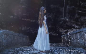 Картинка девушки -unsort+ брюнетки +шатенки мост девушка leila amat настроение волосы платье