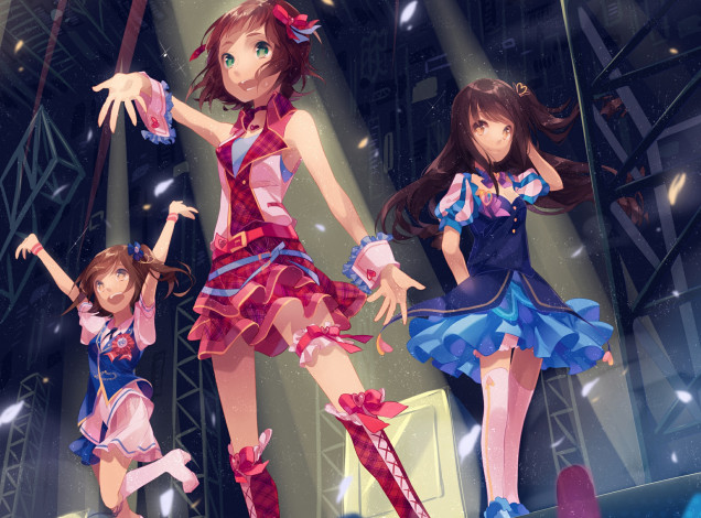 Обои картинки фото аниме, unknown,  другое, сцена, девочки, концерт, арт, el