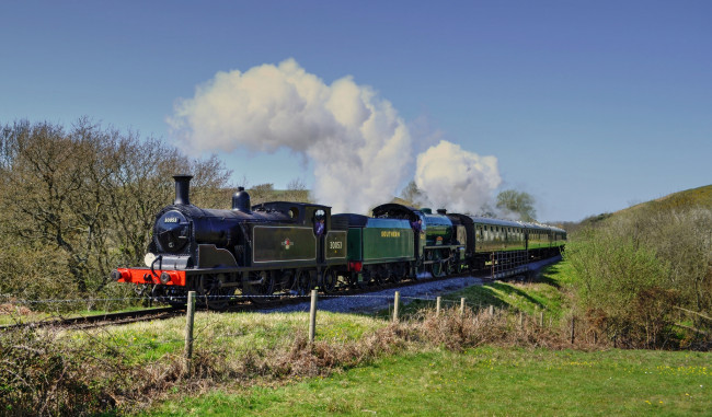 Обои картинки фото техника, паровозы, паровоз, рельсы, дорога, железная