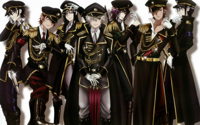 Обои картинки фото аниме, k project, misaki, yata, mikoto, souh, akira, hidaka, reishi, munakata, yashiro, isana, проект, кей, k, projeck, военная, форма, парни, awashima, fushimi