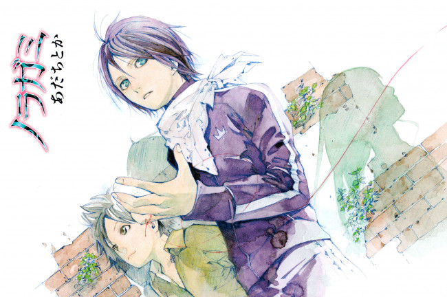 Обои картинки фото разное, арты, платок, бездомный, бог, красная, нить, парень, noragami, iki, hiyori, yukine, yato, тень, art, демон, toka, adachi