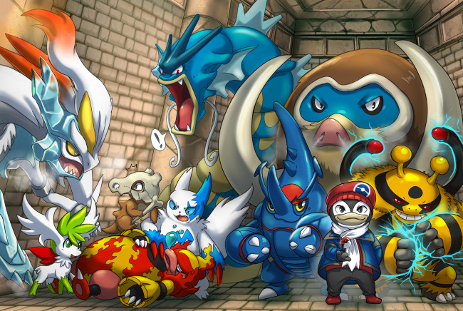 Обои картинки фото аниме, pokemon, группа, покемоны, арт