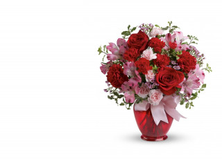 Картинка цветы букеты +композиции альстромерия розы гвоздики