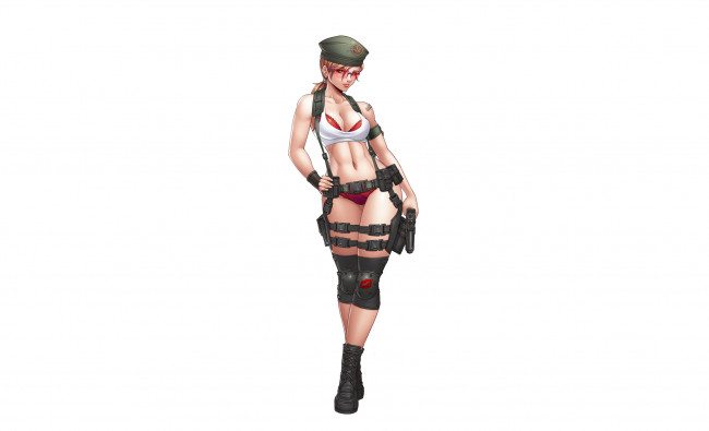 Обои картинки фото рисованное, люди, униформа, взгляд, фон, девушка