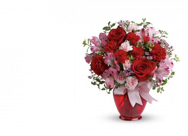 Обои картинки фото цветы, букеты,  композиции, альстромерия, розы, гвоздики