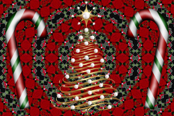 Картинка праздничные 3д+графика+ новый+год фон украшения венок елка