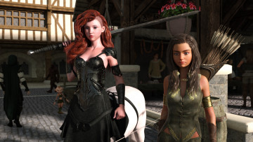 Картинка 3д+графика фантазия+ fantasy девушки взгляд фон