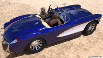 Картинка 3д+графика люди-авто мото+ people-+car+ +moto девушка взгляд фон автомобиль