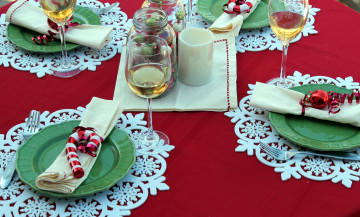 обоя праздничные, сервировка, приборы, салфетки, бокалы