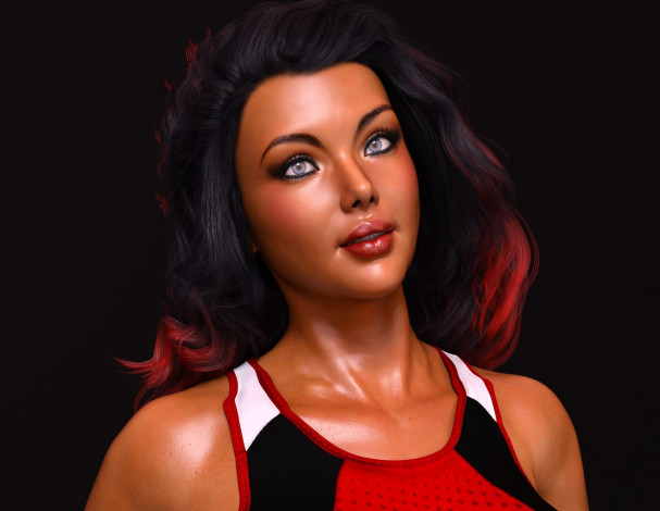 Обои картинки фото 3д графика, портрет , portraits, девушка, взгляд, фон