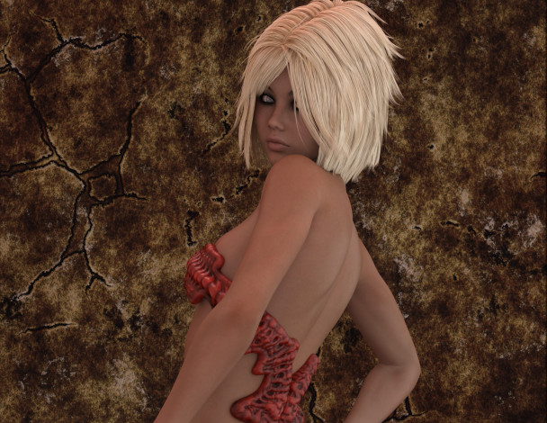 Обои картинки фото 3д графика, фантазия , fantasy, девушка, фон, взгляд