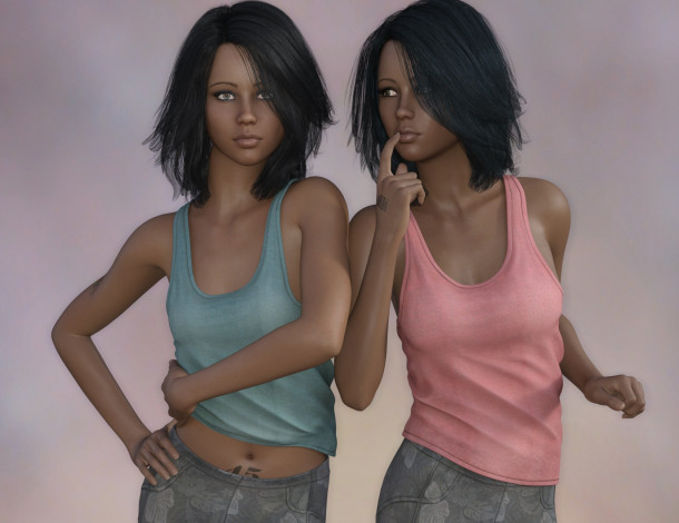 Обои картинки фото 3д графика, люди , people, фон, взгляд, девушки