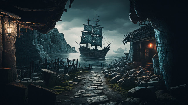 Обои картинки фото фэнтези, корабли, нейросети, графика, нейроарт, ai, art, нейронные, сети, рисунки, нейро, искусство