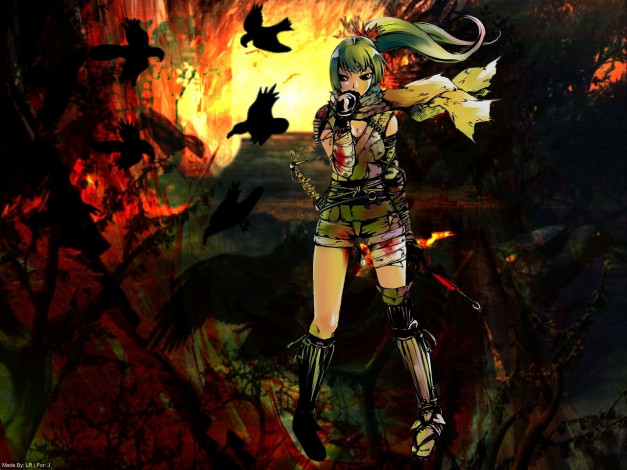 Обои картинки фото аниме, weapon, blood, technology