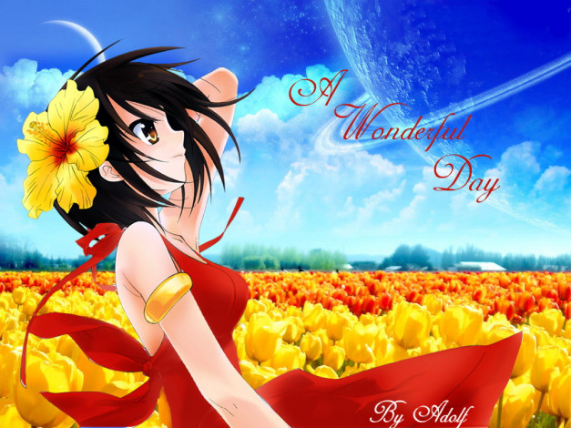 Обои картинки фото the, melancholy, of, haruhi, suzumiya, аниме