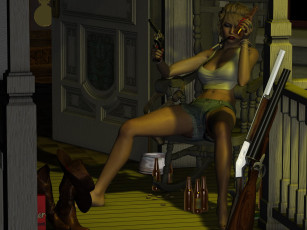 Картинка 3д графика fantasy фантазия девушка оружие