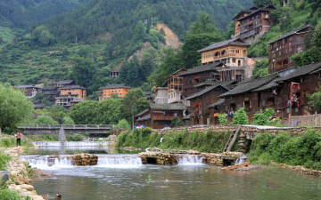 Картинка города пейзажи дома горы река