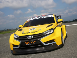 обоя автомобили, ваз, 2014г, vesta, желтый, concept, wtcc, lada