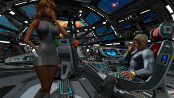 Картинка 3д+графика фантазия+ fantasy мужчина девушка космический корабль