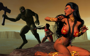 Картинка 3д+графика фантазия+ fantasy девушки существа