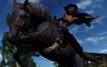 Картинка 3д+графика люди+ people девушка лошадь