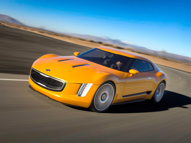 Обои картинки фото автомобили, kia, gt4, stinger, 2014г, желтый