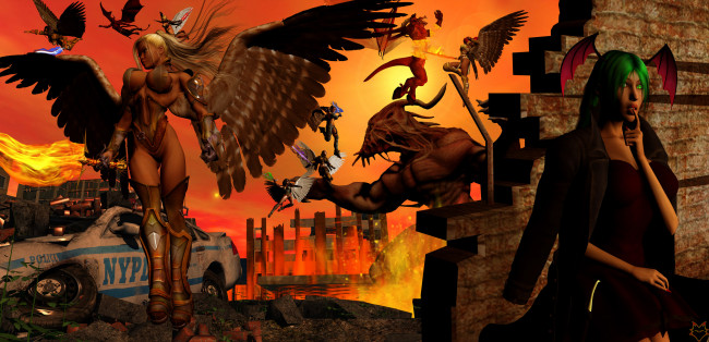 Обои картинки фото 3д графика, фантазия , fantasy, ангел, демоны