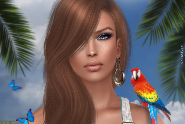 Обои картинки фото 3д графика, портрет , portraits, попугай