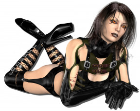 Картинка 3д+графика фантазия+ fantasy девушка фон взгляд латекс перчатки