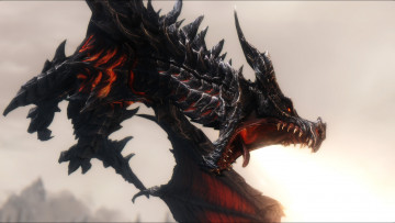 Картинка видео+игры the+elder+scrolls+v +skyrim дракон фон