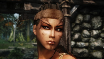 Картинка видео+игры the+elder+scrolls+v +skyrim фон взгляд девушка