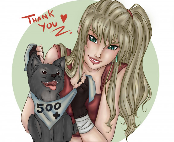 Обои картинки фото рисованное, люди, фон, взгляд, девушка, собака