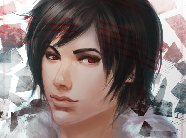 Обои картинки фото рисованное, люди, портрет, взгляд, парень, брюнет