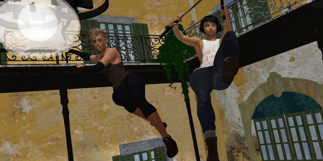 Обои картинки фото 3д графика, фантазия , fantasy, позы, фон, взгляд, девушки