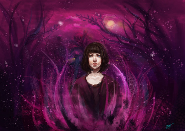 Обои картинки фото рисованное, люди, фон, девушка