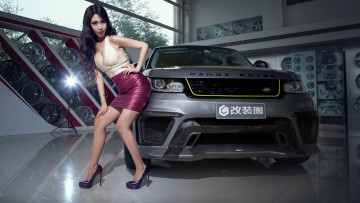 обоя автомобили, -авто с девушками, девушка, взгляд, фон, автомобиль, азиатка