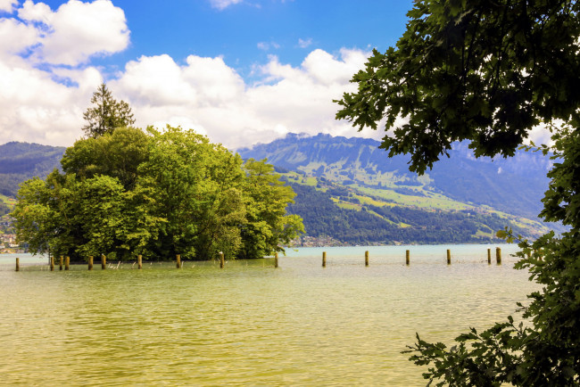 Обои картинки фото природа, реки, озера, деревья, река, вода, горы