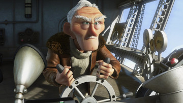 Картинка мультфильмы up дедушка штурвал руль куртка мужчина