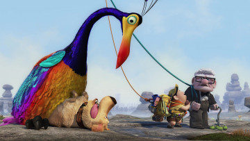 Картинка мультфильмы up камни дедушка мальчик птица собака