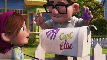 Картинка мультфильмы up женщина мужчина краска почтовый ящик